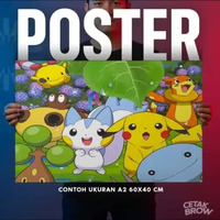 Poster Pokemon Custom Artpaper Dekorasi Kamar Anime Pikachu Charizard Hiasan Dinding Aesthetic A1 90