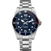 TITONI 梅花錶 SEASCOPER 600 陶瓷錶圈 瑞士天文台官方認證 潛水機械腕錶(83600S-BE-255)-42mm-藍面鋼帶【刷卡回饋 分期0利率】