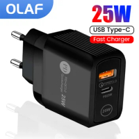 Olaf PD 25W USB C Charger Quick Charge 3.0 EU/US Plug Wall Charger Adapter For iPhone 14 13 Xiaomi Samsung Type C Fast Chargeur