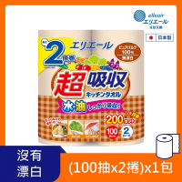 日本大王elleair 無漂白超吸收廚房紙巾(100抽/2入)