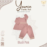 NARY - Pakaian Muslim Bayi dan Anak 6 Bulan - 3 Tahun (1 Stel) - Yasmin Tunic Set 3 y Blush Pink