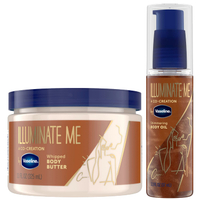 Vaseline Illuminate Me Body Butter & Oil - Shimmering Body Bronzer Hydrating Whipped Organic Shea Bu