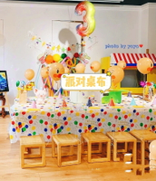 一次性桌布長方形生日派對ins風寶寶兒童塑料家用圓桌加厚野餐桌