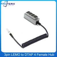 Coiled Cable 1/4 One to Four D-TAP DTAP Female Hub to for LEMO 3Pin Camera News Light Battery Type B Plug Splitter