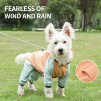 Towable The Dog Four-legged Raincoat Waterproof,full Package with Feet Small Dog Than Teddy Bear Rainy Pet Clothes Dog Rain Coat