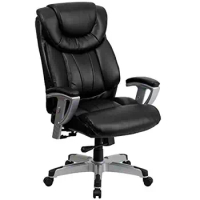 Executive Ergonomic Office Chair Big &amp; Tall 400 lb. Rated Black LeatherSoft Adjustable Arms Lumbar Support Waterfall Seat Height