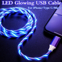 LED Light Glowing 5A Fast Charging Cables For iPhone Samsung Xiaomi Redmi POCO Huawei OPPO OnePlus USB Type C Micro Charge Cord