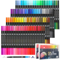 200 Pcs Colored Markers for Adults Coloring Dual Tip Markers with Fine Tip and Brush Tip, Drawing Watercolor Markers Art Pens