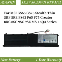 15.2V 80.25WH BTY-M6L Laptop Battery For MSI GS65 GS75 Stealth Thin 8RF 8RE PS63 P65 P75 Creator 8RC 8SC 9SC 9SE MS-16Q3 Series