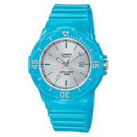 【CASIO 卡西歐】指針錶 橡膠錶帶 防水100米 藍色銀面(LRW-200H-2E3)