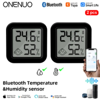 ONENUO Tuya Mini Black white Digital LCD Indoor Convenient Temperature Sensor Humidity Meter Thermometer Hygrometer