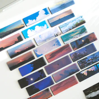 4pcs/set Simplicity Bookmarks for Kids Night Sky Ocean Landscape Scenary Book Marks Magnet Bookmarks for Books School Supplies
