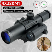 4X32 Tactical Scope 1x20 Red/Green Dot Combo Rifle Scopes Optics Reflex Sniper Airsoft Air Gun Riflescope for Hunting