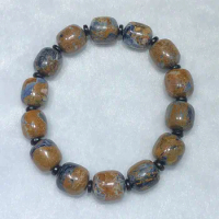 blue/yellow Pietersite stone egg 10*12mm bracelet 7.5inch FPPJ wholesale beads nature
