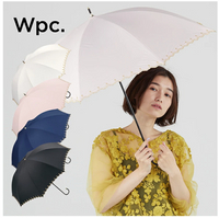 日本WPC晴雨兩用波浪花瓣星星刺繡優雅抗UV防紫外線陽傘防曬遮陽長直傘長傘直傘長雨傘黑色藍色絕版品