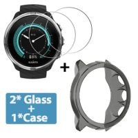2+1 Protector Case + Screen Protector for Suunto 9 /Suunto 7 smart watch Soft TPU Protective Cover Shell Tempered Glass Film