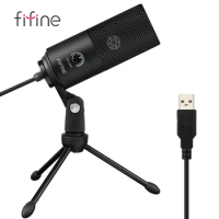 FIFINE USB Condenser Microphone with Gain Knob,Metal Recording Mic for Home Studio,Podcasting,Voice-over,Laptop,Windows -K669