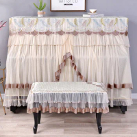 Decorative Piano Cover with Silk Embroidery Minimalist Fabric Lace Dust Cover Do Not Remove Piano Cover for Household Use