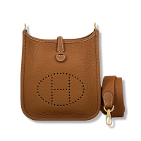HERMES mini Evelyne 16cm TPM 斜背包 (金棕 Gold x 金釦 x 背帶金棕 Gold) 37