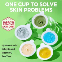 4Pcs Wholesale Deep Cleansing Face Mud Mask Hyaluronic Acid Salicylic Acid Vitamin C Tea Tree Remove Acne Blackhead Purify Pores