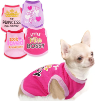4 Pieces Chihuahua Clothes Cute Dog Clothes for Small Dogs Girl Puppy Shirt Yorkie Clothes Soft Pink