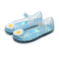 2024 New Summer Children Jelly Shoes Princess Sandals Sweet Flowers Girls Toddlers Baby Breathable Hollow Shoes Toddler Slippers
