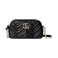 Gucci GG Marmont Small Supple Leather Camera Bag Black Ghw Black
