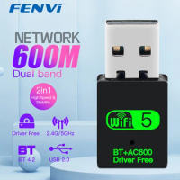 600Mbps USB WiFi Adapter For Bluetooth 4.2 Dual Band 2.4G/5GHz WiFi Dongle 802.11ac Mini Wireless Computer Network Card Receiver