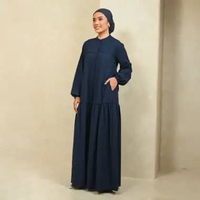 Geulis.id MIHRA DRESS / DRESS POLOS / SARIMBIT POLOS / BAJU LEBARAN XS NAVY