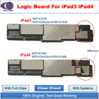iCloud free Unlocked Motherboard for iPad 3 A1416 A1430 A1403 Logic Boards for iPad 4 A1458 A1459 A1460 WiFi Cellular version