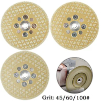 Diamond Grinding Disc Cutting Wheel Saw Blade 45/60/100 Grit 100mm M10 Thread Hole Double Sided Brazed For Angle Grinder Parts