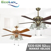 ECOLUX ECO-026 MAWAR 52IN KIPAS ANGIN / KIPAS BALING/ KIPAS PLAFON