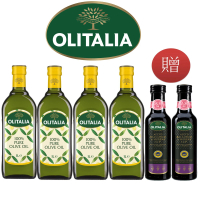 【Olitalia 奧利塔】純橄欖油1000mlx4瓶(+摩典那巴薩米可醋250mlx2瓶-禮盒組)