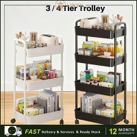 【LINYU】3/4/5 Layer Trolley Cart Organizer Storage Shelf on Wheels for Room and Kitchen
