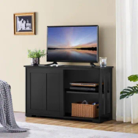 TV Stand, Wooden Storage Console Table with Sliding Door and Adjustable Shelf, Free Standing Cabinet for TV up to 45 Inch.