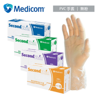 Medicom麥迪康 PVC無粉塑膠檢診手套 100入 (100入/盒x1盒)