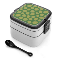 Print Bento Box Compartments Salad Fruit Food Container Box Dino Flintstones Reptile Fun Cosplay Cute Pebbles Dots Simple Green