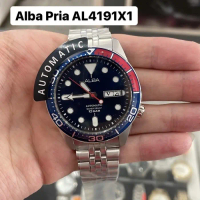 JAM TANGAN PRIA ALBA AL4191X1 AL4191 AUTOAMATIC SILVER RING BLUE RED ORIGINAL