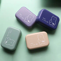 1Pc New Cartoon Cute Bear Contact Lenses Box with Mirror Travel Contact Lens Case for Eyes Care Kit Holder Container Glasses