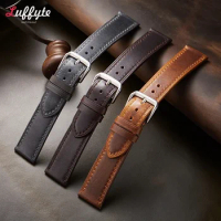 Soft Genuine Leather Watchband Watch Strap 18mm 19mm 20mm 21mm 22mm Retro Oil Wax Ultra-thin Universal Leather Watch Strap