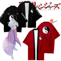 Kostum Cosplay Anime Tokyo Revenggers Kurokawa Izana Jubah Hitam Merah Tenjiku Kimono Seragam Hanagaki Takemichi Kaus Lengan Pendek