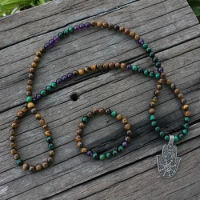 100% 8mm Natural Beads,Tigers Eye,Amethyst,JapaMala Sets,Yoga Necklace,Spiritual Jewelry,Prayer Mala, Meditation, 108 Mala Beads