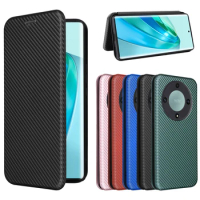 For Honor X9A Case Luxury Flip Carbon Fiber Skin Magnetic Adsorption Case For Huawei Honor X9A X9 A X9A RMO-NX1 Phone Bags