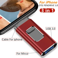 For iPhone Flash Drive 3.0 256GB 128G 64G Memory Stick iPhone Photo Stick External Storage Mirco for iPhone/PC/iPad/More Devices