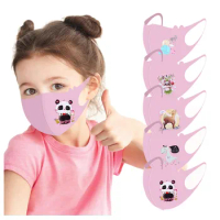 5Pcs Children Kids Boys Girls Washable Adjustable Cartoon Lovely Mask Cover Máscara Fabric Mask For Face Face Shield Fashion