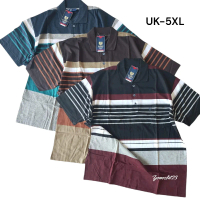 Kaos Kerah Jumbo Krah Bigsize Motif Salur Lengan Pendek Uk 5XL/XXXXXL Pria Polo Baju Katun Dewasa At