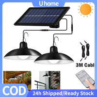 【Siap Stok COD】Double Head Lampu Surya Lampu Outdoor Solar Pendant Light IP65 Waterproof Outdoor Ind