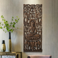 異麗東南亞風格木雕泰國柚木鏤空雕刻佛像玄關掛板雕花板實木壁掛