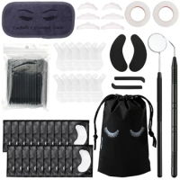 146Pcs Eyelash Extension Supplies Kit Lash Lifting Tools Soft Forehead Sticker Pad Check Mirror Cosmetic Bag Micro Brush Tape
