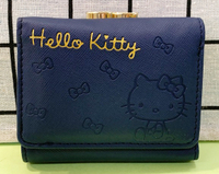 【震撼精品百貨】Hello Kitty_凱蒂貓~三麗鷗 KITTY日本珠扣短夾/零錢包-蝴蝶結藍#12426